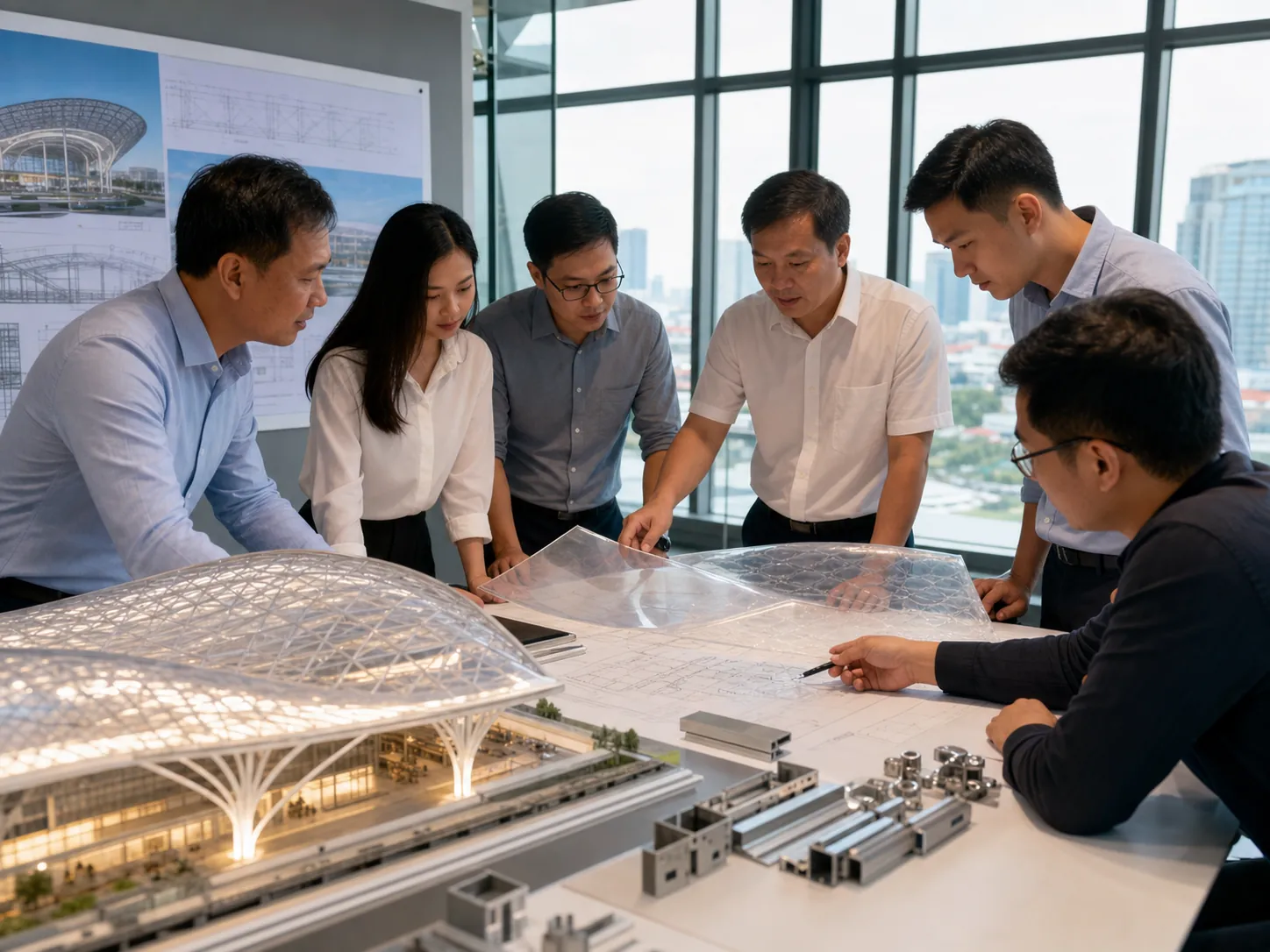 Đội dự án rà soát cấu phần báo giá hệ mái màng ETFE